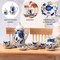 2 Set 1:12 Dollhouse Miniature Porcelain Tea Cup 30 Pieces Mini Flowers Pattern with Golden Trim Teapot Cup Plate Dollhouse Kitchen Accessories (Charming Style)